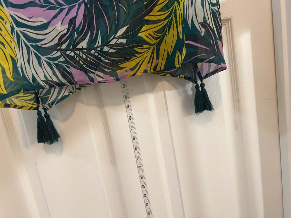Tropical Leaf Lace-Up Swim Coverup - Green & Purple - Picture 4 of 7
